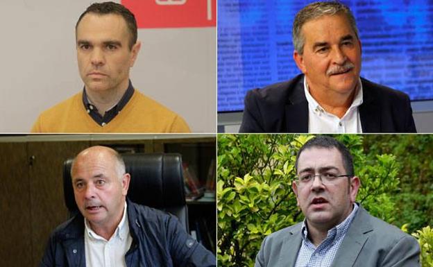 De izquiera a derecha y de arriba hacia abajo, Iván Fernández (PSOE), Aníbal Vázquez (IU), Jose Manuel Fernández (PP) y José Félix Fernández (Foro). /