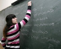 Laura de Paz, en un aula del Codema. / J. BILBAO/