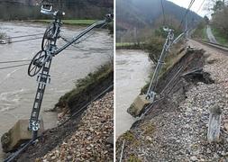 Un argayo obliga a cortar la línea de Feve Arriondas - Ribadesella hasta el martes