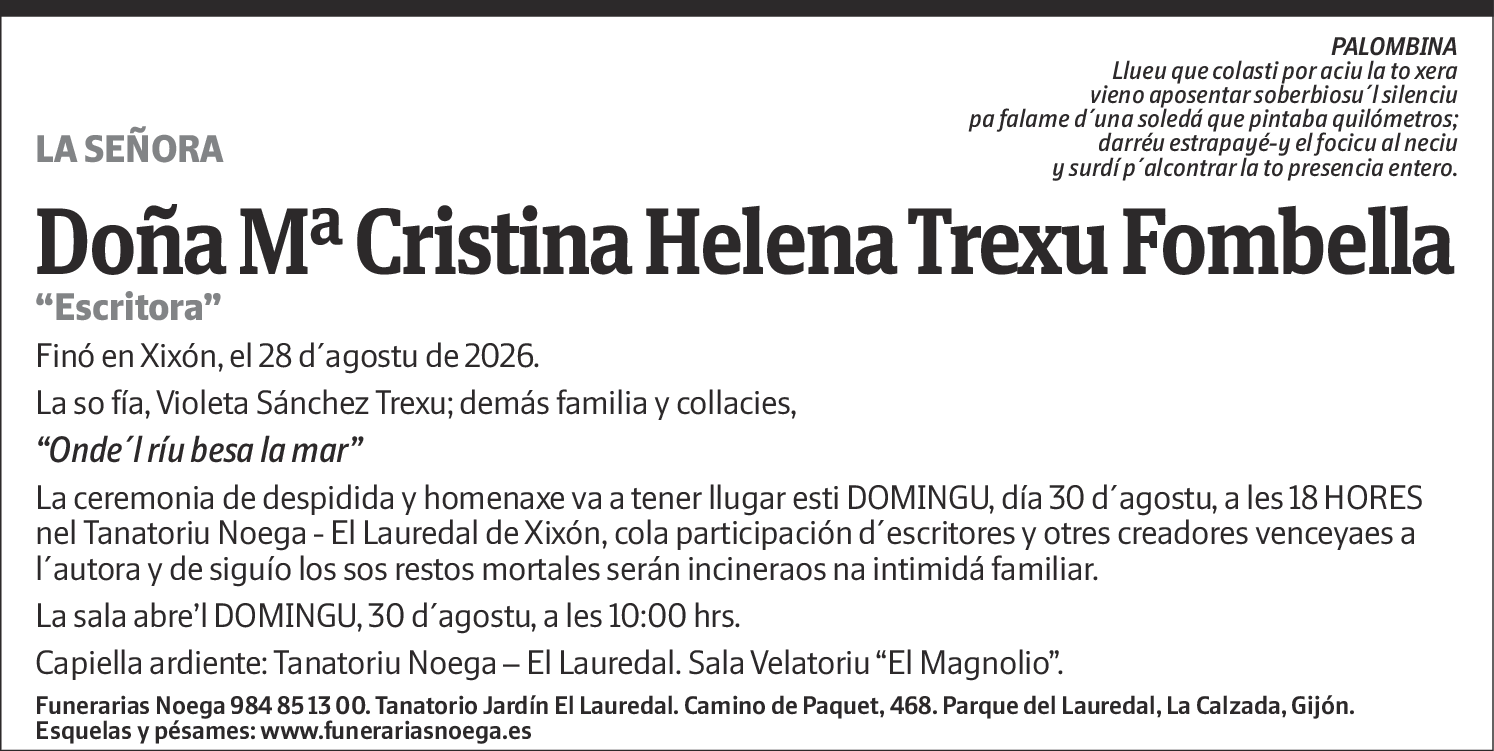 Mª Cristina Helena Trexu Fombella
