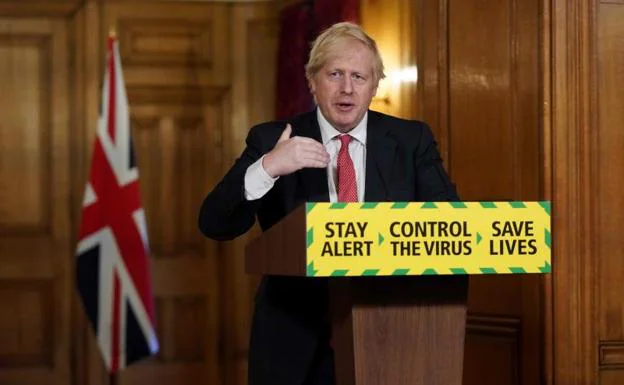 Boris Johnson, durante un discurso televisado./AFP